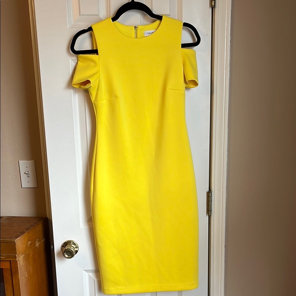 Calvin Klein Yellow Cold Shoulder Dress